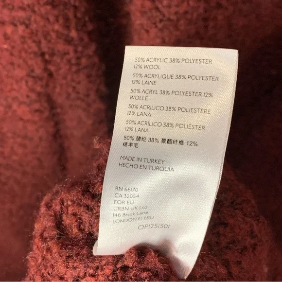 Anthropologie Lilla Cardigan Maroon Red Chunky Knit Sweater Cardigan Cozy Long - Picture 13 of 13